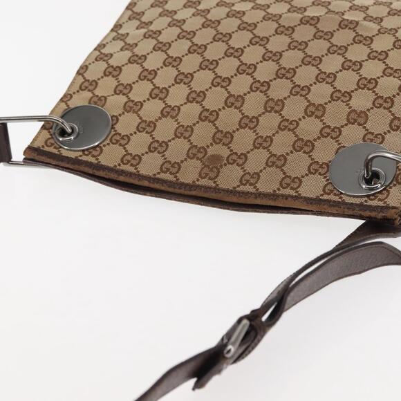 GUCCI GG Canvas Shoulder Bag Beige Silver - Picture 7 of 12